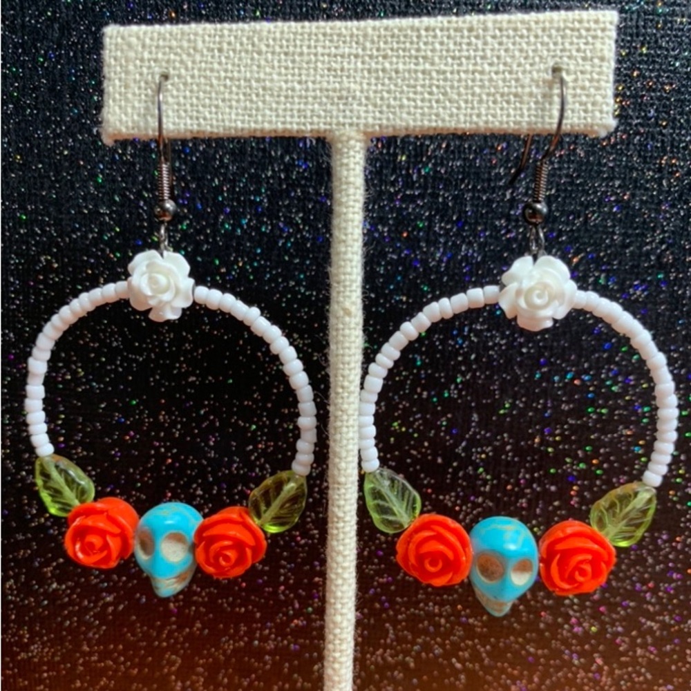Sugarskull hoop earrings